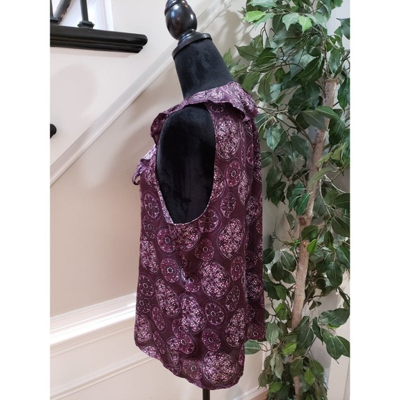 Apt. 9 Women's Purple Floral Polyester V-Neck Sleeveless Casual Top Blouse Large - Picture 4 of 11